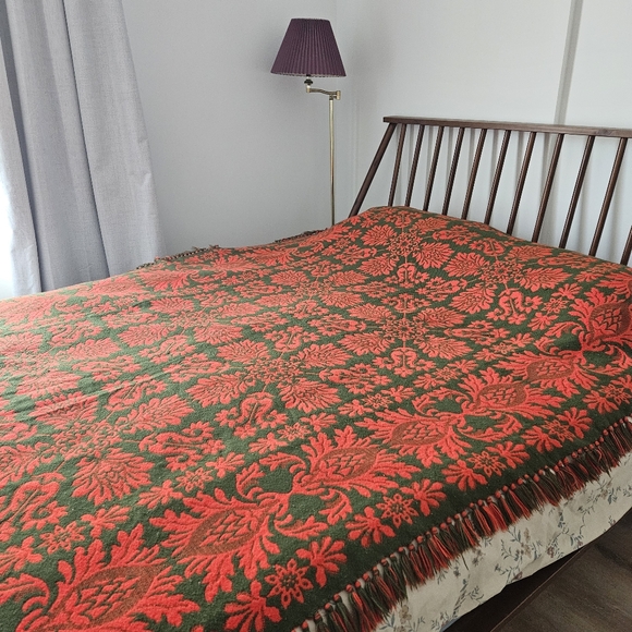 Vintage bedspread/blanket Red Green - Picture 3 of 3